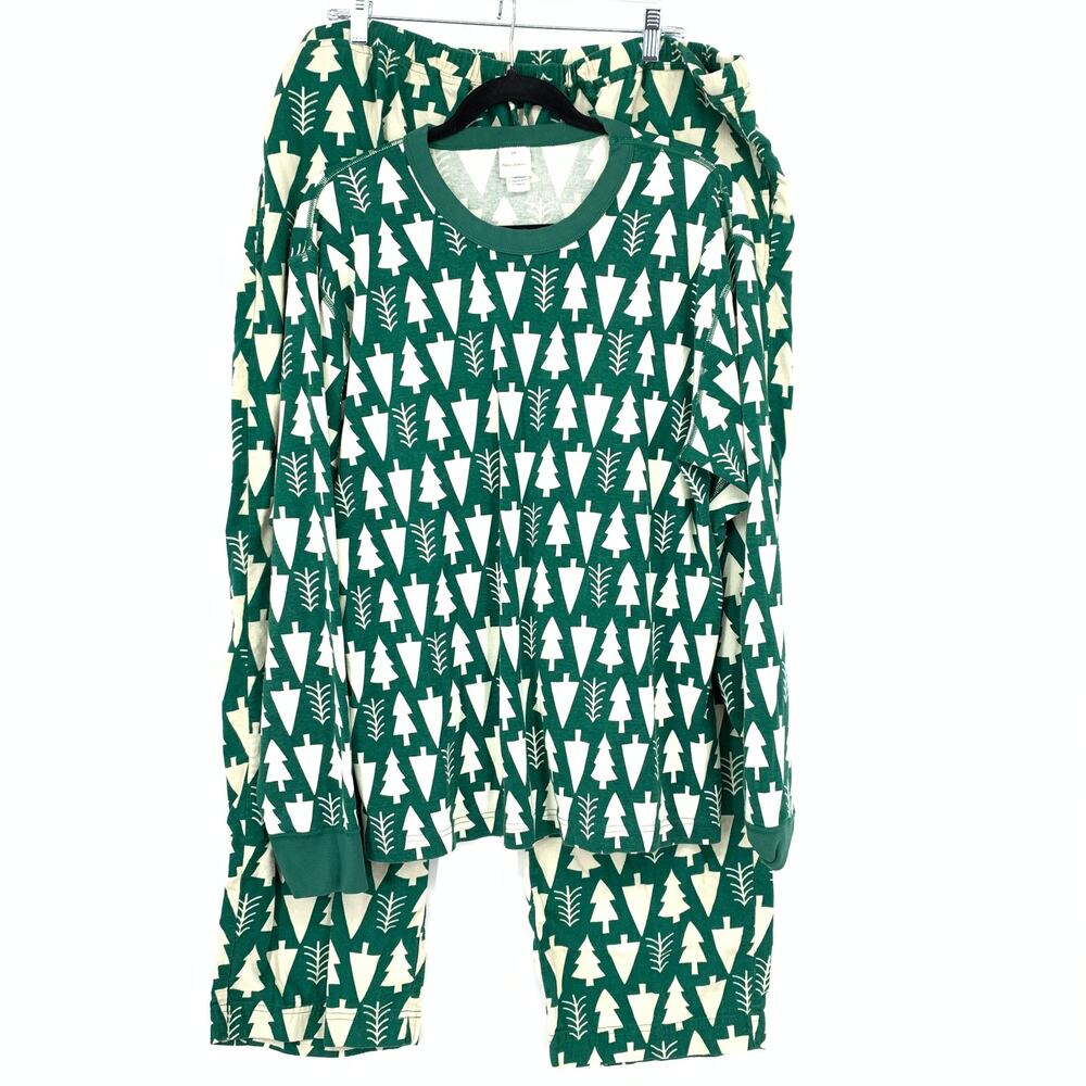 Hanna Andersson Christmas Tree Pajama Set XXL Green Holiday Motif Adult